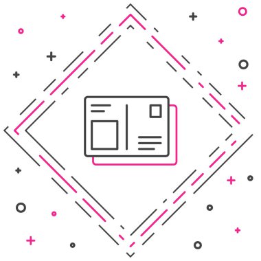 Vize damgalı çizgi pasaportu beyaz arka planda izole edilmiş. Kimlik Belgesi. Renkli taslak konsepti. Vektör İllüstrasyonu.