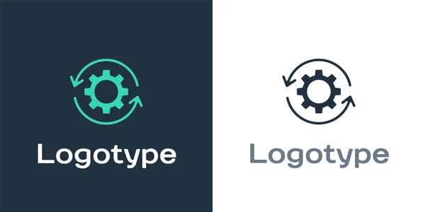 Logotype Engrenage Flèches Comme Icône Concept Flux Travail Isolé Sur — Image vectorielle