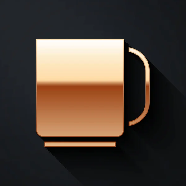 Siyah Arka Planda Izole Edilmiş Altın Kahve Kupası Ikonu Çay — Stok Vektör