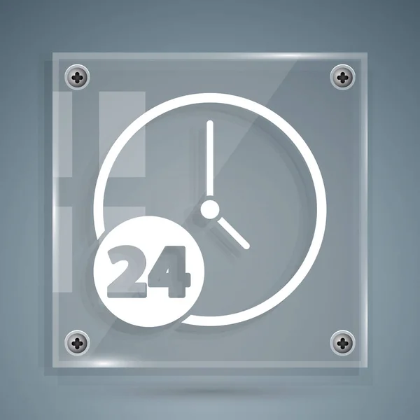 Reloj Blanco Horas Icono Aislado Sobre Fondo Gris Todo Día — Vector de stock