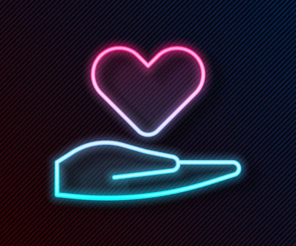 배경에 고립된 Glowing Neon Line Heart 아이콘 사랑의 상징을 발렌틴 — 스톡 벡터