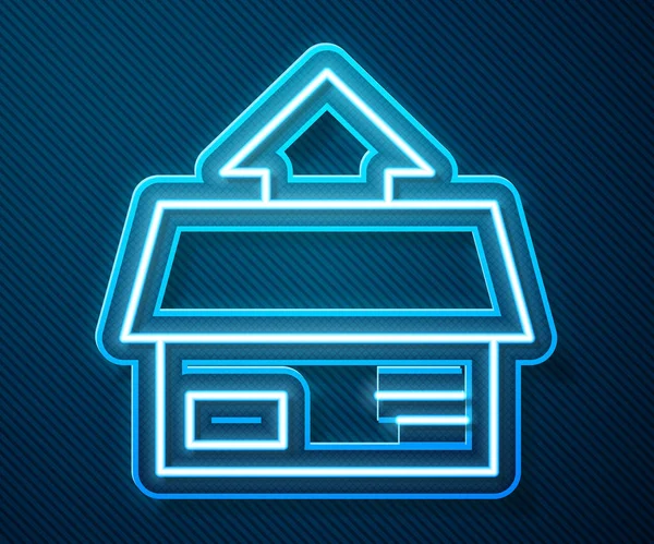 Leuchtende Neon Linie Kartonschachtel Symbol Isoliert Auf Blauem Hintergrund Box — Stockvektor