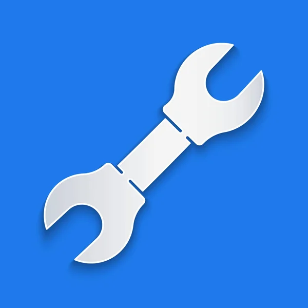 Paper Cut Wrench Spanner Icon Isolated Blue Background Paper Art — Stock Vector