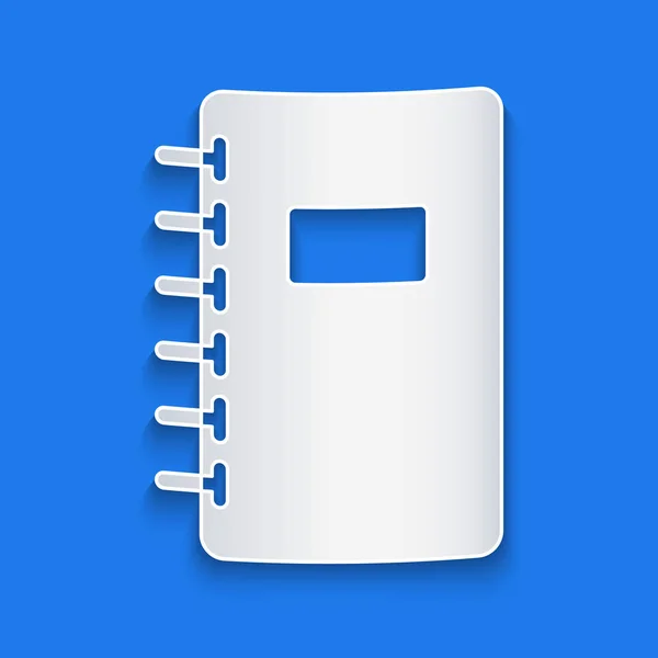 Corte Papel Icono Cuaderno Aislado Sobre Fondo Azul Icono Bloc — Vector de stock