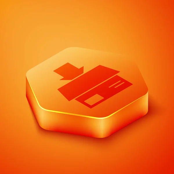 Isométrique Boîte Carton Icône Isolée Sur Fond Orange Boîte Paquet — Image vectorielle