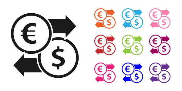 Черный Обмен Валюты Значок Изолирован Белом Фоне Символ Денежного Перевода — стоковый вектор