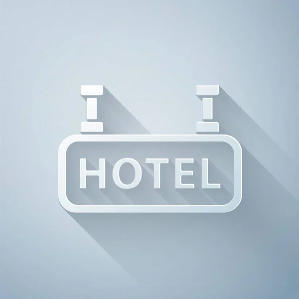 Carta Tagliata Cartellone Pubblicitario Esterno Con Testo Icona Dell Hotel — Vettoriale Stock