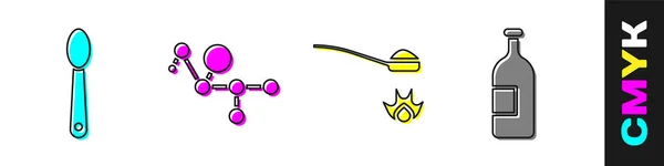 Legen Sie Heroin Einen Löffel Cannabis Molekül Heroin Einen Löffel — Stockvektor