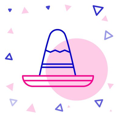 Geleneksel Meksika şapka ikonu beyaz arka planda izole edilmiş. Renkli taslak konsepti. Vektör İllüstrasyonu.