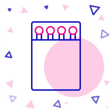 Satır Açık kibrit kutusu ve beyaz arkaplanda izole edilmiş simge eşleşmesi. Renkli taslak konsepti. Vektör İllüstrasyonu.