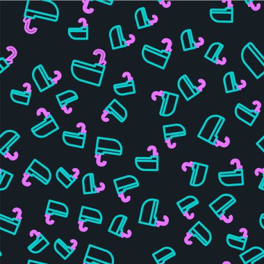 Musluk ikonlu çizgi yıkama leğeni siyah arka planda izole edilmiş. Vektör İllüstrasyonu.