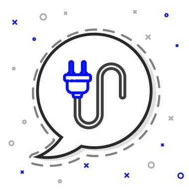 Elektrik hattı simgesi beyaz arkaplanda izole edildi. Bağlantı kavramı ve elektriğin kesilmesi. Renkli taslak konsepti. Vektör İllüstrasyonu.