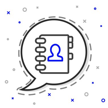 Satır defteri simgesi beyaz arkaplanda izole edildi. Not defteri, adres, bağlantı, rehber, telefon, telefon rehberi simgesi. Renkli taslak konsepti. Vektör İllüstrasyonu.