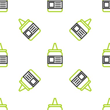 Çizgi yapıştırıcı simgesi beyaz arkaplanda izole edilmiş kusursuz desen. Vektör İllüstrasyonu.