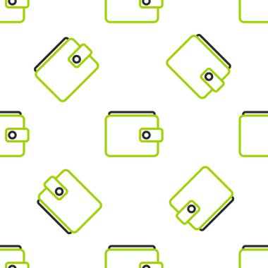 Çizgi Cüzdan simgesi beyaz arkaplanda kusursuz desen izole etti. Çanta ikonu. Nakit tasarruf sembolü. Vektör İllüstrasyonu.