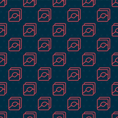 Kırmızı çizgi Resim simgesi siyah arkaplanda kusursuz desen izole etti. Vektör İllüstrasyonu.