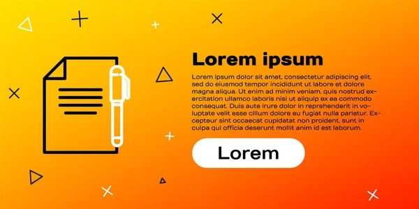 Line Document Pen Pictogram Geïsoleerd Gele Achtergrond Bestand Icoon Checklist — Stockvector