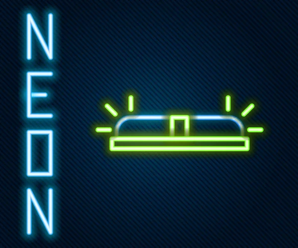Glödande Neon Linje Flasher Siren Ikon Isolerad Svart Bakgrund Nödblinkande — Stock vektor