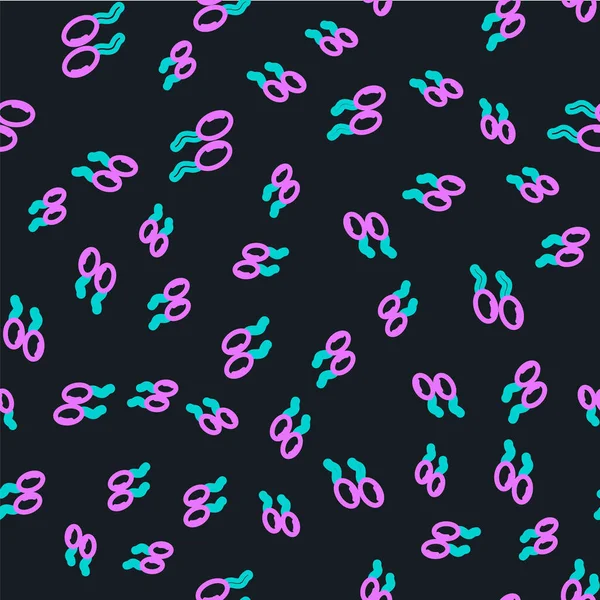 Line Sperm Symbol Isoliert Nahtlose Muster Auf Schwarzem Hintergrund Vektorillustration — Stockvektor
