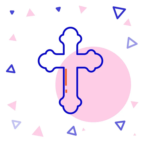 Ligne Icône Croix Chrétienne Isolé Sur Fond Blanc Croix Église — Image vectorielle