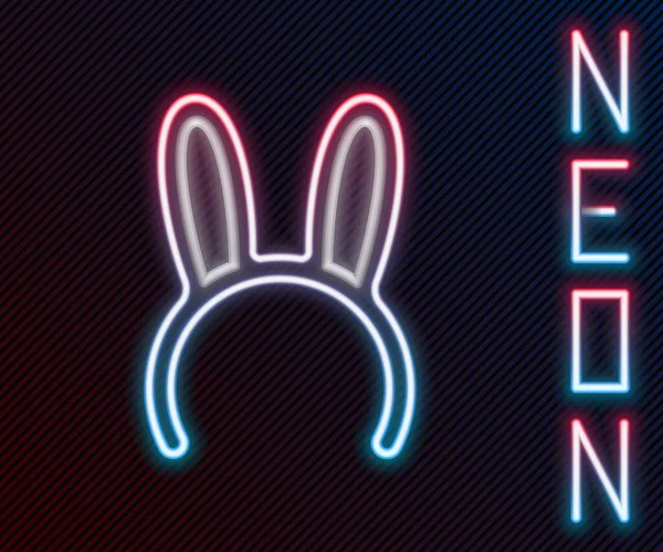 Glowing Neon Line Mask Long Bunny Ears Icon Isolated Black — Stock Vector