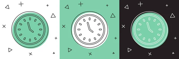 Réglez Icône Horloge Isolé Sur Fond Blanc Vert Noir Symbole — Image vectorielle