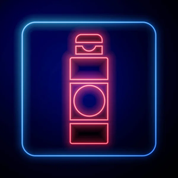 Parlayan Neon Kremi Losyon Kozmetik Tüp Ikonu Mavi Arka Planda — Stok Vektör