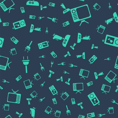 Oyun makinesi, Retro TV, elektrik prizi ve müzik çaları için Joystick 'i ayarlayın. Vektör.