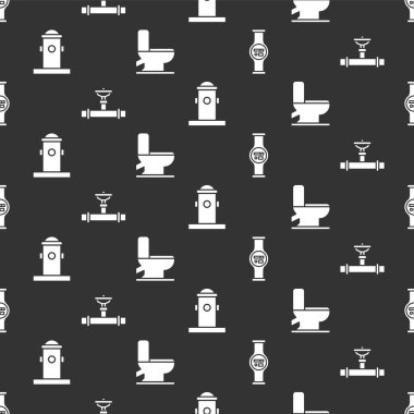 Su sayacını, boru ve vanayı, yangın musluğunu ve klozeti sorunsuz bir şekilde ayarla. Vektör.