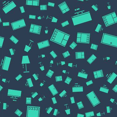 Gardırobu, Akıllı TV 'yi, masa lambasını ve kapalı kapıyı kusursuz desenlere ayarlayın. Vektör.