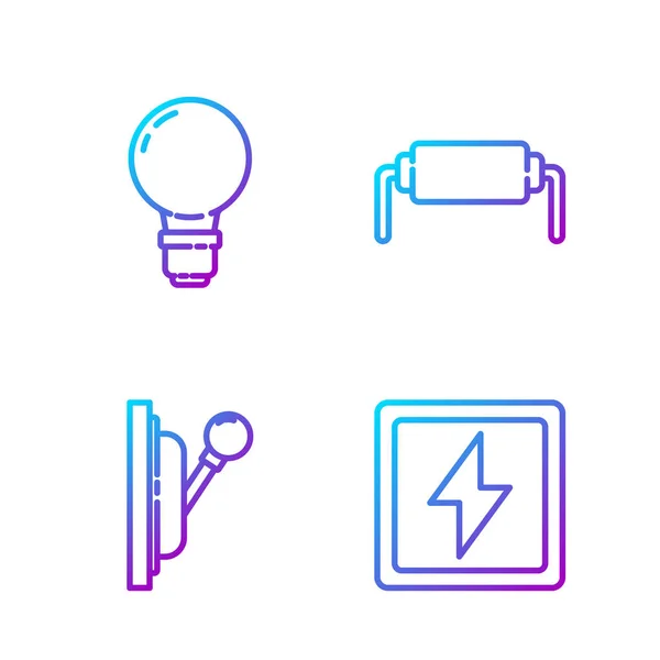 Set Line Bliksemschicht Elektrische Paneel Lamp Met Concept Van Idee — Stockvector