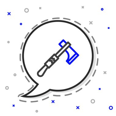 Amerikan yerlilerinin balta ikonu beyaz arka planda izole edilmiş. Renkli taslak konsepti. Vektör İllüstrasyonu.