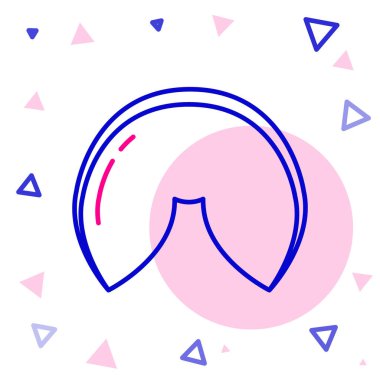 Çin şans kurabiyesi ikonu beyaz arka planda izole edilmiş. Geleneksel Asya. Renkli taslak konsepti. Vektör İllüstrasyonu.