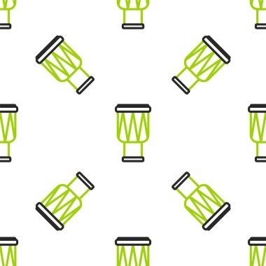 Çizgi Davul simgesi beyaz arkaplanda kusursuz desen izole etti. Müzik işareti. Müzik aleti sembolü. Vektör İllüstrasyonu.