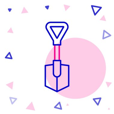 Beyaz arkaplanda çizgi küreği simgesi izole edildi. Bahçe aletleri. Bahçecilik, tarım, çiftçilik aleti. Renkli taslak konsepti. Vektör İllüstrasyonu.