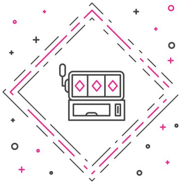 Slot makinesi simgesi beyaz arkaplanda izole edildi. Renkli taslak konsepti. Vektör İllüstrasyonu.