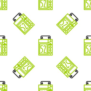 Kağıt iskambil simgesinin çizgi güvertesi beyaz arkaplanda izole edilmiş kusursuz desen. Kumarhane kumarı. Vektör İllüstrasyonu.