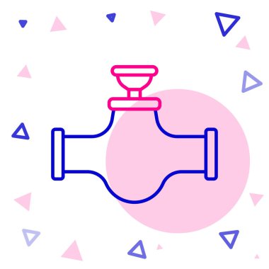 Çizgi endüstrisi metalik boru ve kapakçık ikonu beyaz arka planda izole edildi. Renkli taslak konsepti. Vektör İllüstrasyonu.