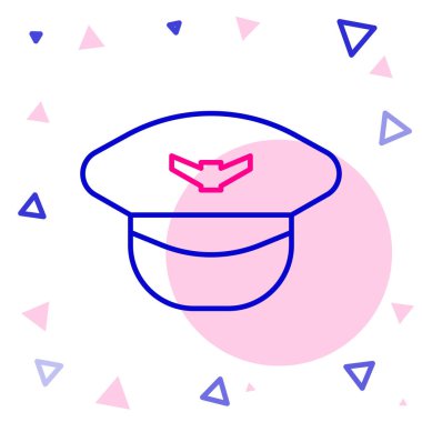 Çizgi Pilot şapka simgesi beyaz arkaplanda izole edildi. Renkli taslak konsepti. Vektör İllüstrasyonu.