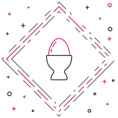 Beyaz arka planda izole edilmiş bir simgede Paskalya yumurtası. Mutlu Paskalyalar. Renkli taslak konsepti. Vektör İllüstrasyonu.