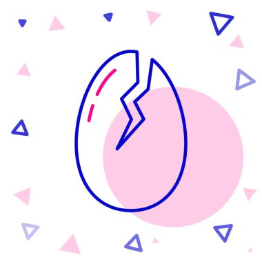 Kırık yumurta simgesi beyaz arkaplanda izole edilmiş. Mutlu Paskalyalar. Renkli taslak konsepti. Vektör İllüstrasyonu.