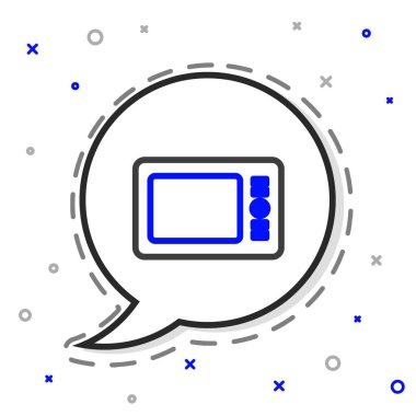 Beyaz arkaplanda izole edilmiş çizgi grafik tableti simgesi. Renkli taslak konsepti. Vektör İllüstrasyonu.