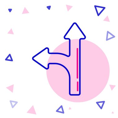 Line Road trafik tabelası. Beyaz arkaplanda sinyal simgesi izole edildi. İşaretçi sembolü. İzole sokak bilgi levhası. Yön tabelası. Renkli taslak konsepti. Vektör İllüstrasyonu.