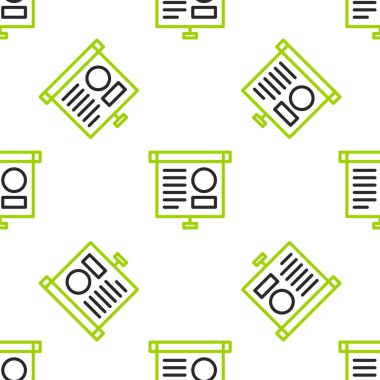 Grafik, çizelge, grafik, grafik, diyagram, bilgi grafiği, turta grafik simgesi, beyaz arkaplanda izole edilmiş kusursuz desen. Vektör İllüstrasyonu.