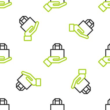 Çevrimiçi sipariş ve fast food dağıtım ikonu beyaz arka planda izole edilmiş kusursuz desen. Vektör İllüstrasyonu.