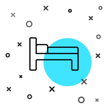 Siyah çizgi yatak simgesi beyaz arkaplanda izole edildi. Rastgele dinamik şekiller. Vektör İllüstrasyonu.
