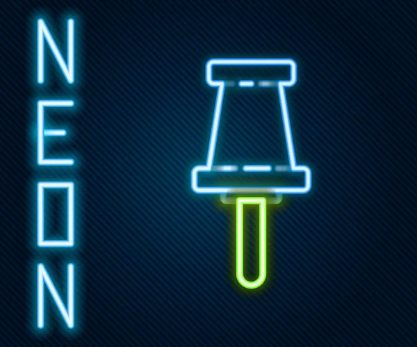 Świecąca Neon Linia Push Pin Ikona Izolowana Czarnym Tle Znak — Wektor stockowy