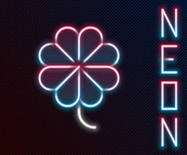 Leuchtender Neon Line Casino Spielautomat Mit Klee Symbol Auf Schwarzem — Stockvektor