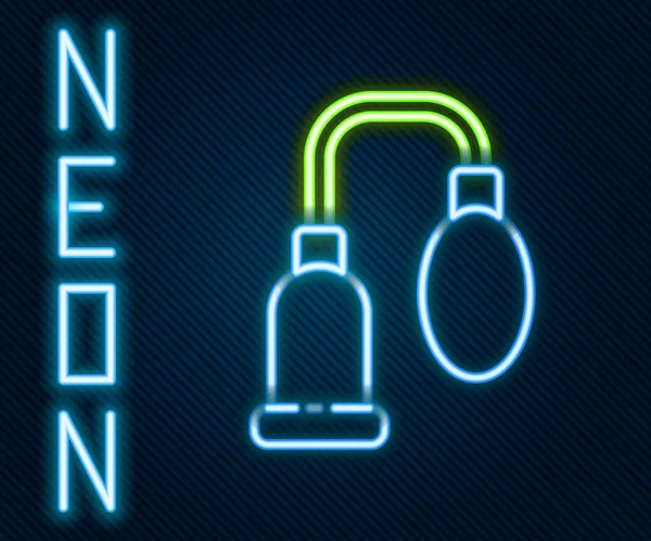 Glowing Neon Line Penis Pump Icon Isolated Black Background Penis — Διανυσματικό Αρχείο