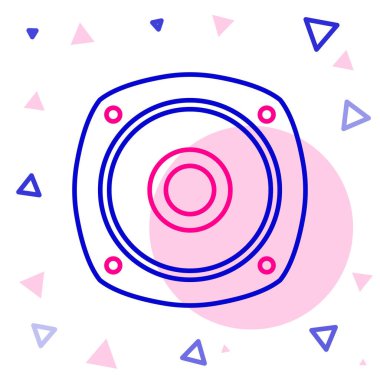 Hat Stereo hoparlörü simgesi beyaz arkaplanda izole edildi. Ses sistemi hoparlörleri. Müzik ikonu. Müzikal sütun hoparlörü. Renkli taslak konsepti. Vektör İllüstrasyonu.